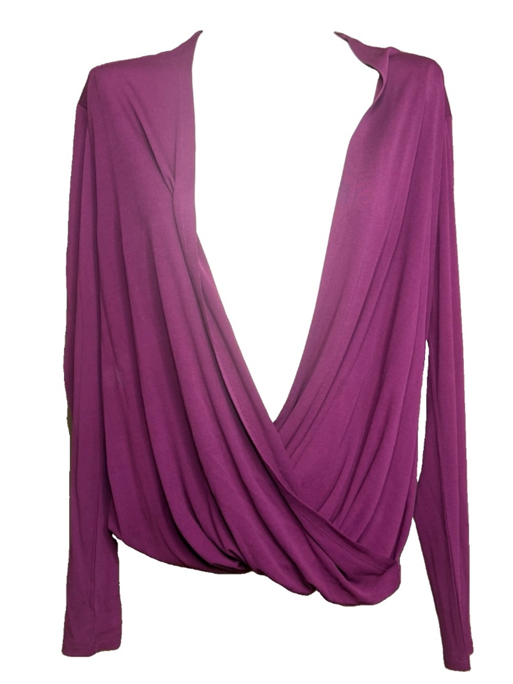 Eileen Fisher Purple 100% Silk Draped Blouse